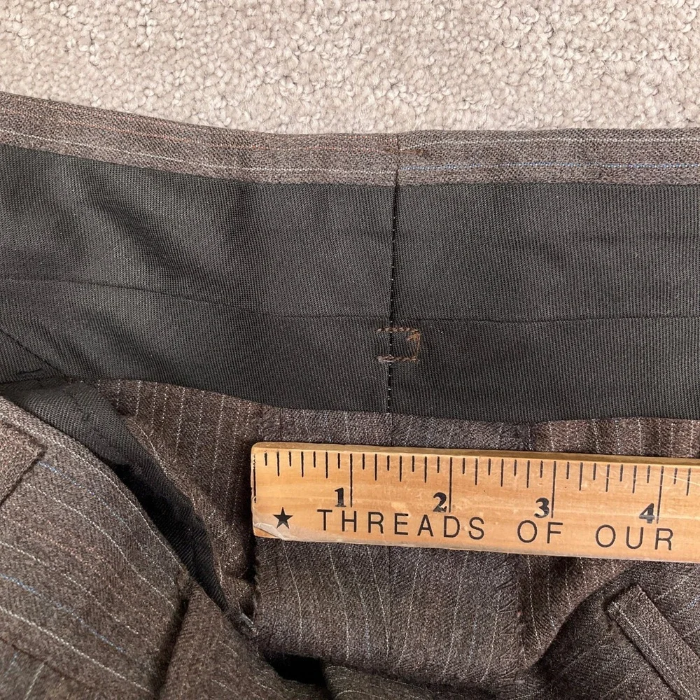 Hart Schaffner Marx Suit Mens 44R 36W Brown Geigers‎ Pinstripe Wool